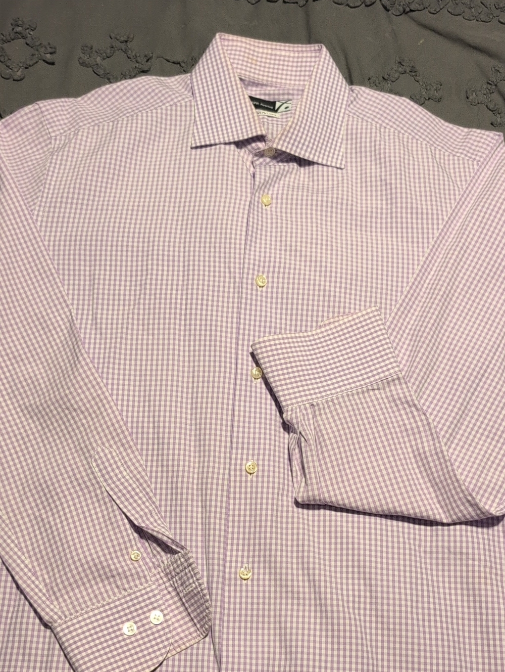 Saks Fifth Avenue Lavender Gingham Dress Shirt
